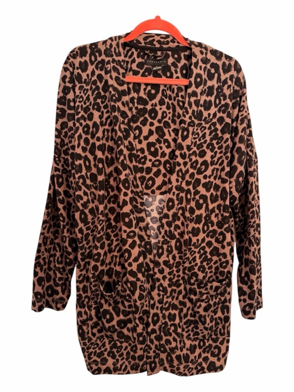 SANCTUARY L Leopard Print Open Front Long Cardigan